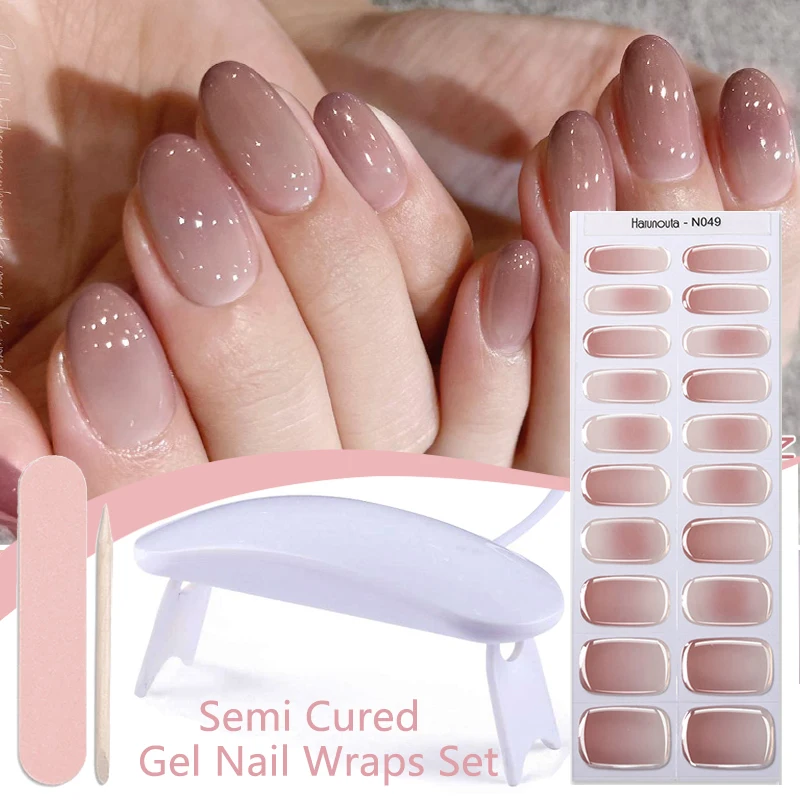 Striping Tape Nail - Harunouta 4 개/대 그라디언트 젤리 세미