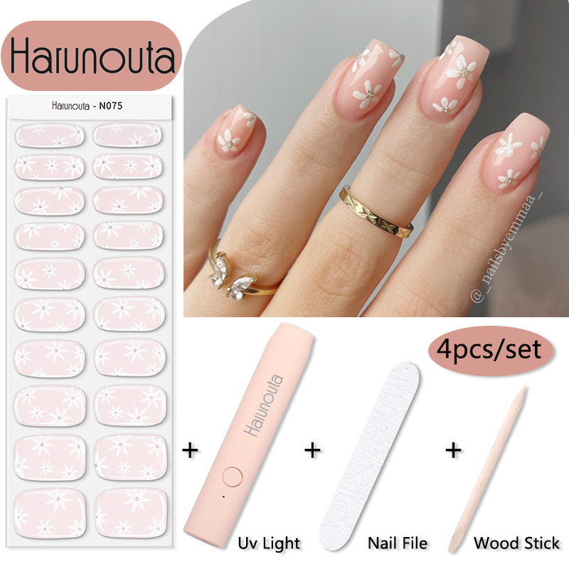 Striping Tape Nail - Harunouta 1 세트 꽃 반 경화
