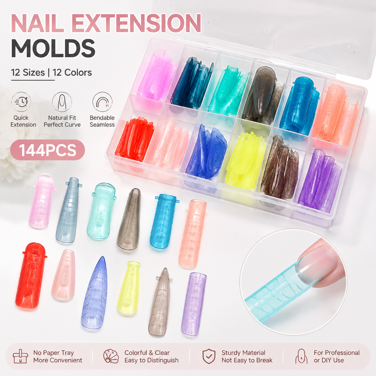 Nail Extension Form - 144개 아크릴 인조 손톱 듀얼 폼,