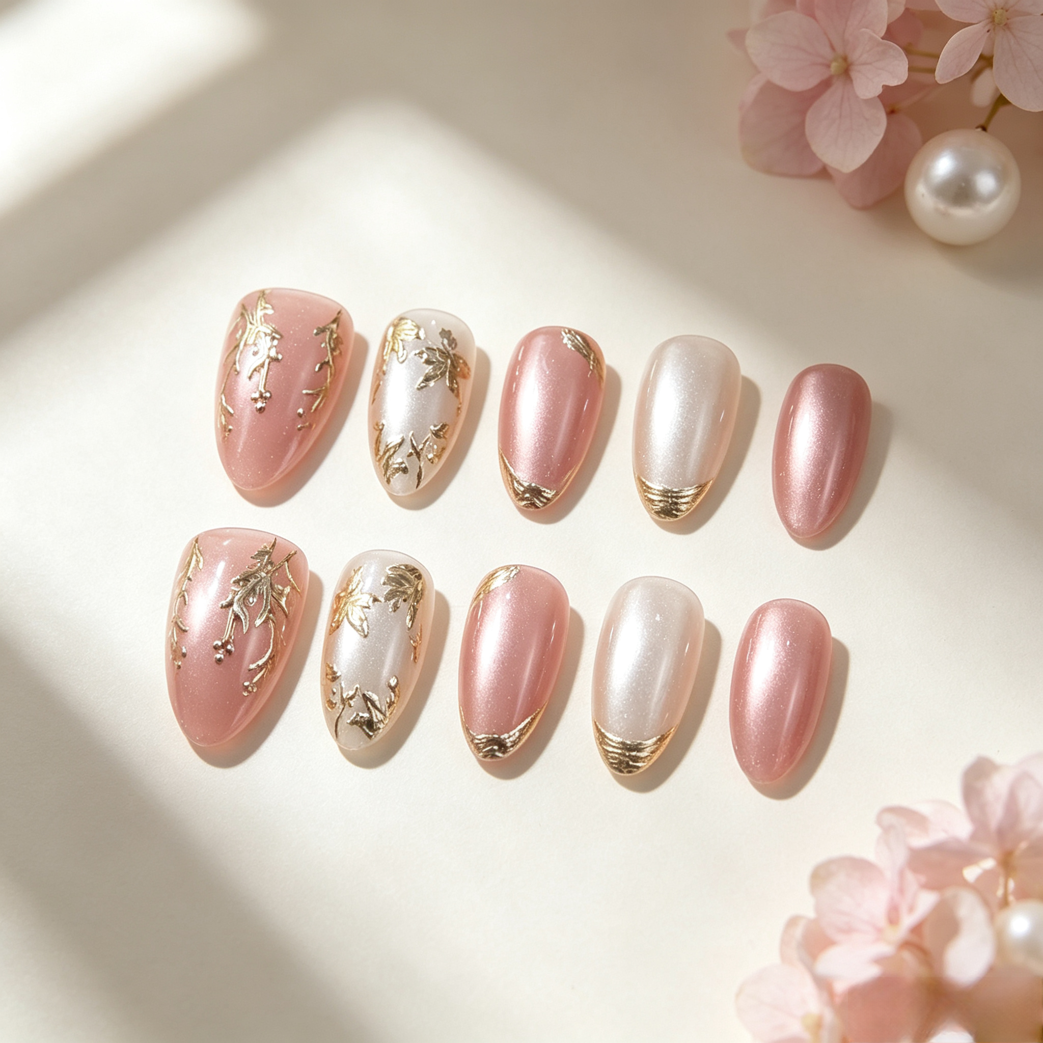 10개입 미디엄 아몬드 핸드메이드 프레스온 네일 선물  - Nail Extension Form 리뷰 및 가격