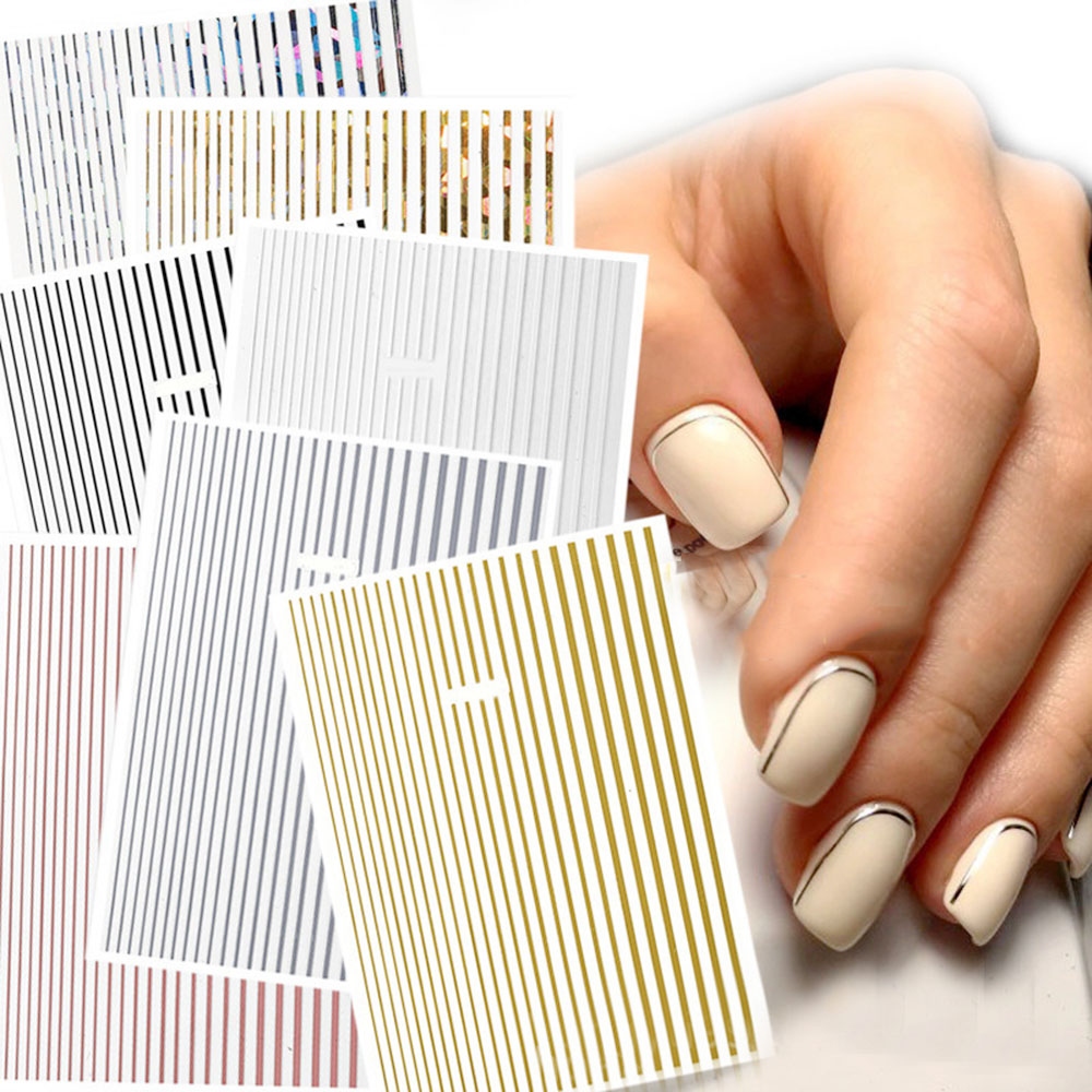 1 시트 3D 골드 실버 라인 스트라이프 네일 스티커  - Striping Tape Nail 리뷰 및 가격