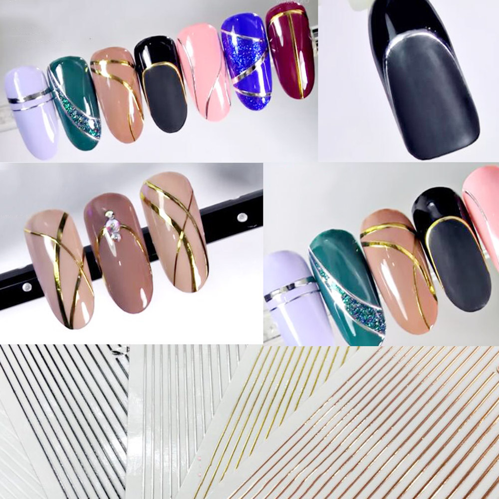 1 시트 3D 골드 실버 라인 스트라이프 네일 스티커  - Striping Tape Nail 리뷰 및 가격