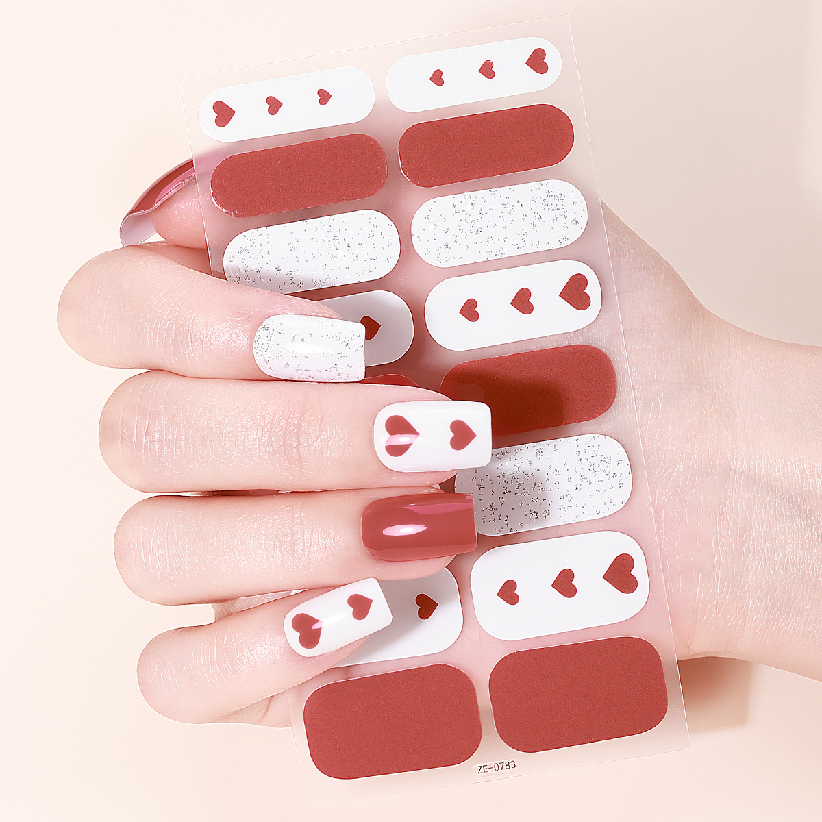 16 팁 레드 네일 스티커 오래 지속되는 프렌치 하트  - Striping Tape Nail 리뷰 및 가격